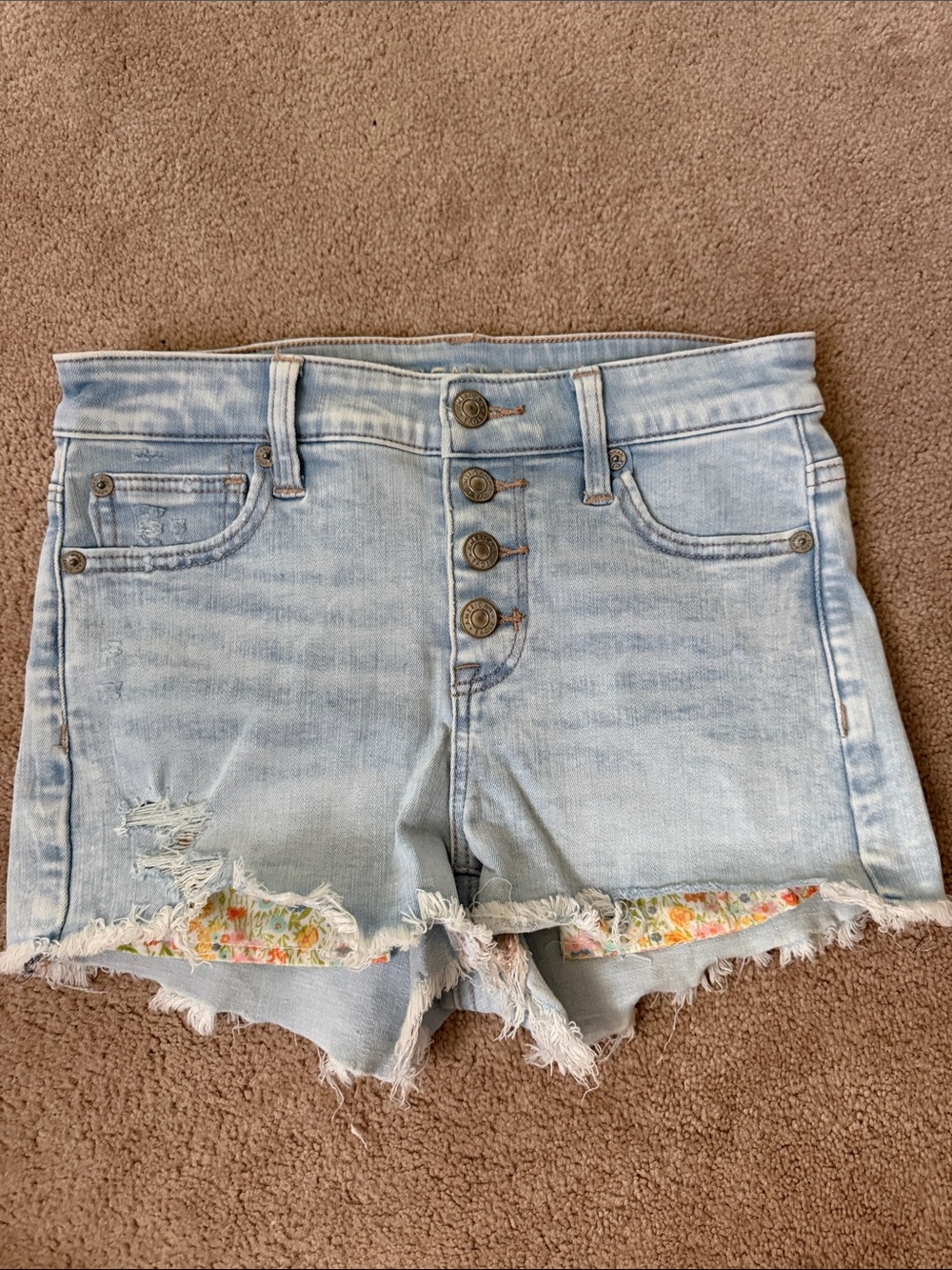 American Eagle Outfitters Light Blue Distressed Denim Shorts